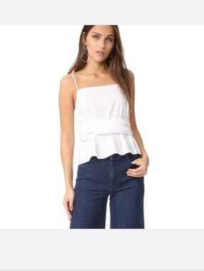 Elizabeth and James White Montgomery Wrap Tie Back Spaghetti Strap Cami Tank Top